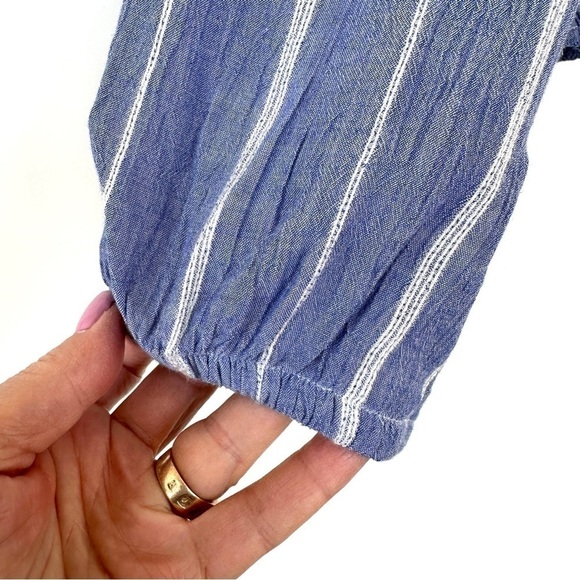 American Eagle top with deep v-neckline & tie, ruched waist, long sleeves - Picture 6 of 11